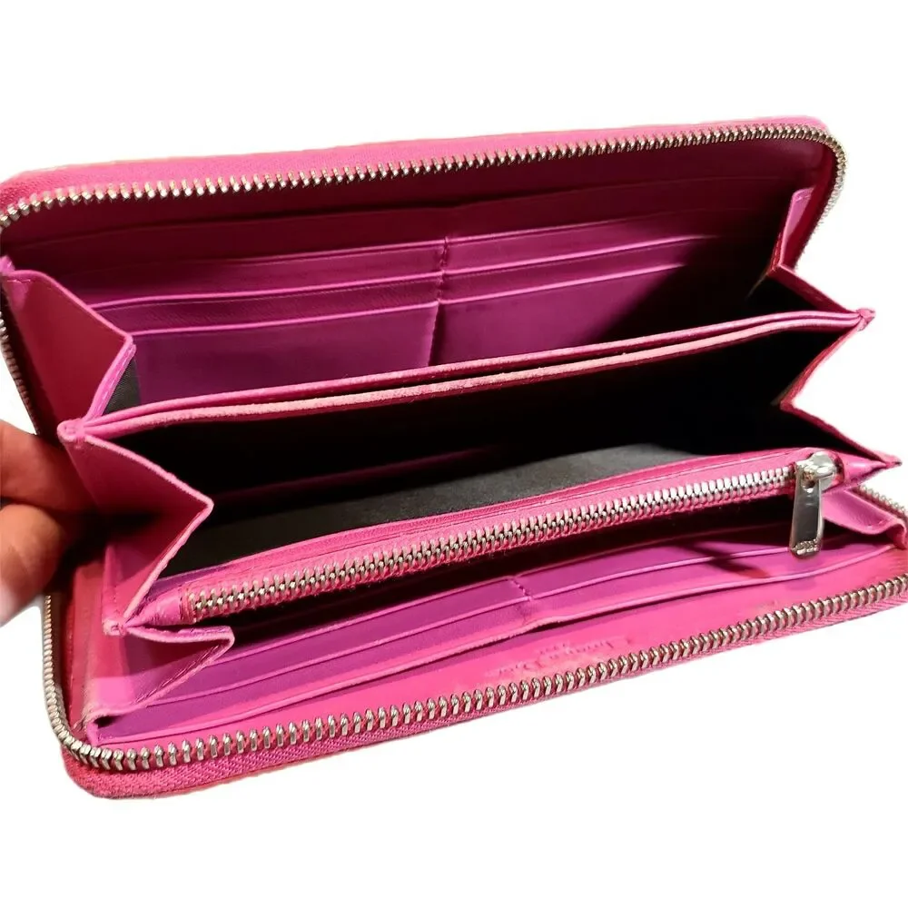 Christian Dior Coral Patent Leather Continental Zippy Wallet Ultimate Voyager